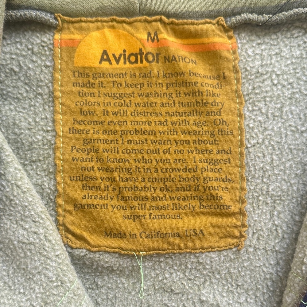 Aviator Nation Green Camo Hoodie with Colorful Stripes - Picture 2 of 5